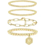Bracelets for Women Stackable Gold Beaded Bracelets