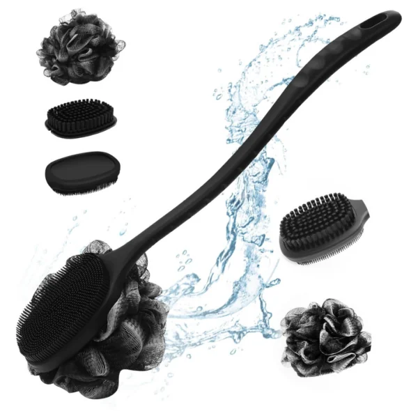 Long Handled Back Shower Brush Set