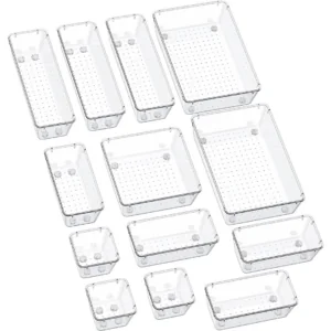 SMARTAKE Piece Drawer Organizers with Non Slip Silicone Pads