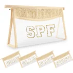 Small Boho Straw Clear Spf Makeup Bags