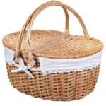 Wicker Picnic Basket with Lid and Handle Sturdy